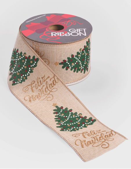 RUBAN POLYESTER 64 mm Feliz Navidad
