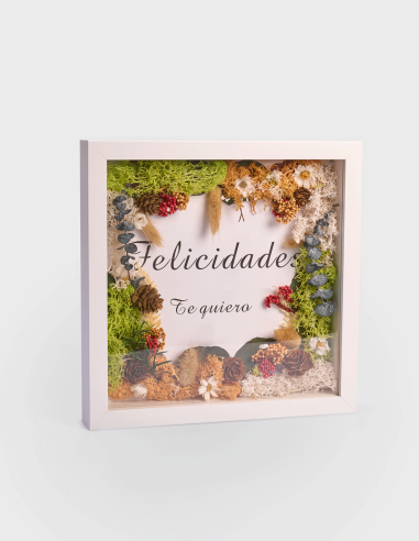 Cadre de fleurs séchées - Felicidades Te Quiero