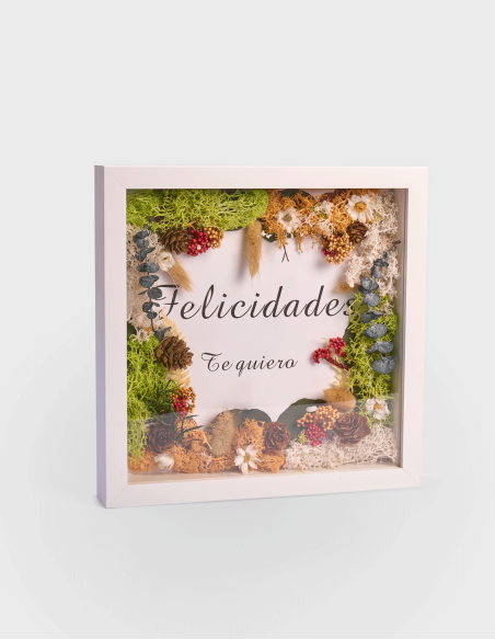 Cadre de fleurs séchées - Felicidades Te Quiero