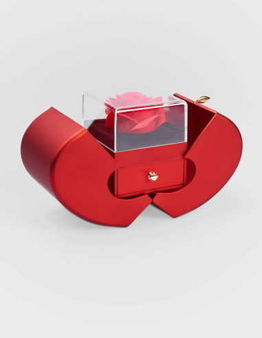 Boîte en Forme de Pomme avec Rose Stab.