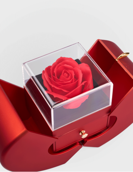 Boîte en Forme de Pomme avec Rose Stab.