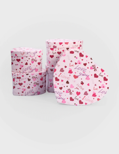 Boîtes décoratives Cœur I Love Love (5 pièces)