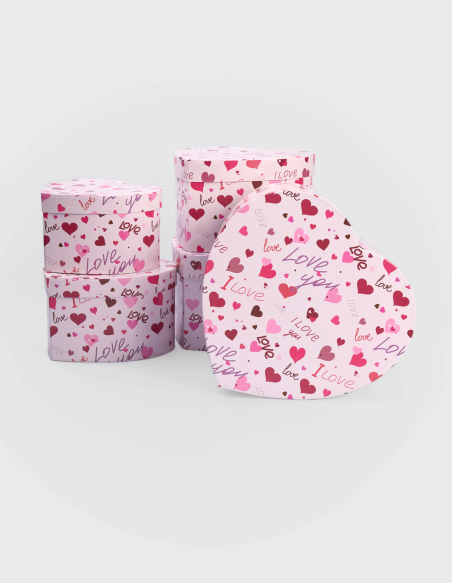 Boîtes décoratives Cœur I Love Love (5 pièces)