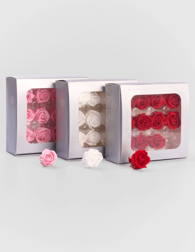 Petites têtes de roses stabilisées ou éternelles. (12 Unités)