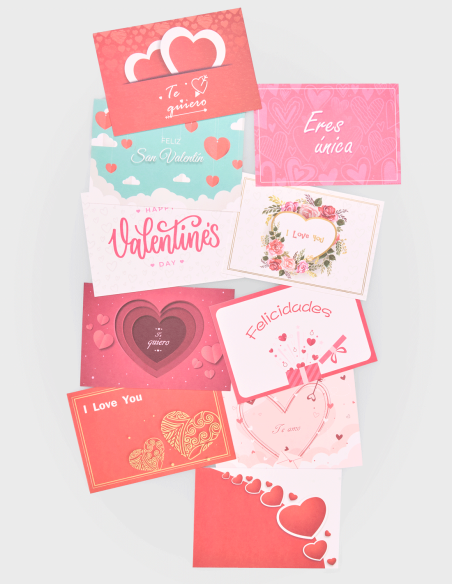 Cartes assorties simples 3 Saint Valentin, de forme rectangulaire.