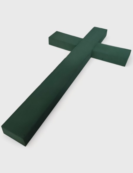 Croix Mousse pour fleur naturelle avec socle en bois