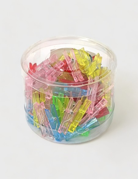 Pinces Transparentes Mod. A (100 Unités) Pinces transparentes et colorées,  Lot de 100 unités