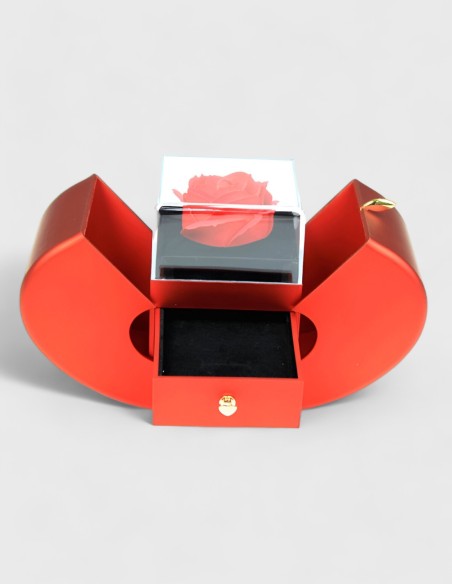 Boîte en Forme de Pomme avec Rose Stab.