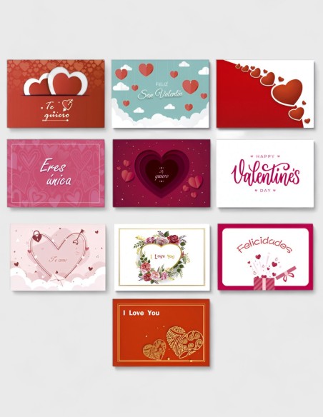 Cartes assorties simples 3 Saint Valentin, de forme rectangulaire.