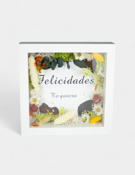 Cadre de fleurs séchées - Felicidades Te Quiero