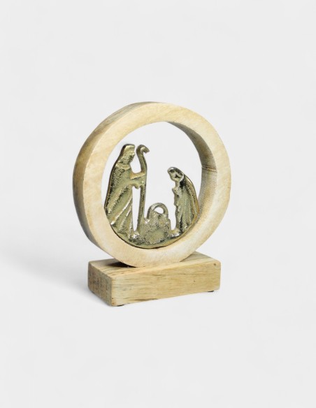 Nativité en aluminium avec base en bois