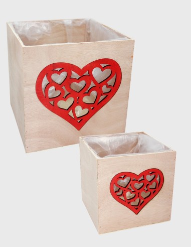 Boîte Romantique en Bois (2 pièces)