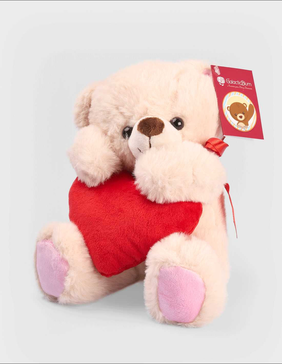 PELUCHE OURS ROSE COEUR 60 CM
